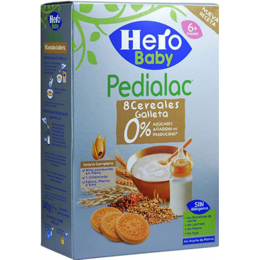 Hero Baby Papilla 8 Cereales Con Galleta Maria Sin Consevantes ni Azúcares  Añadidos para Bebés Pack