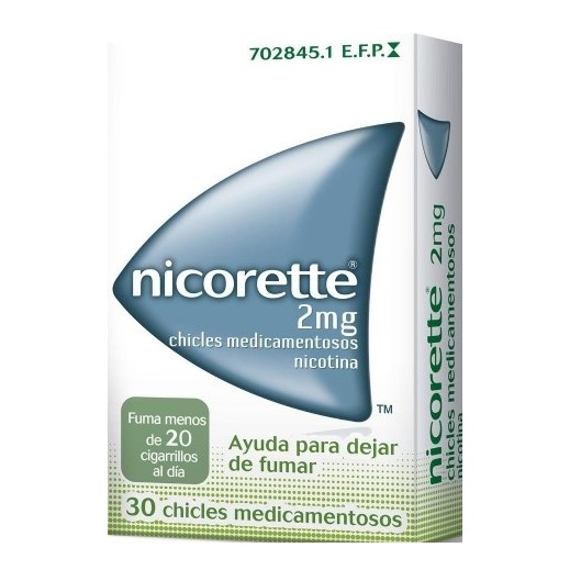Chicles nicorette de 2 mg de nicotina para dejar de fumar