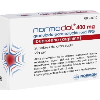 Ibuprofeno con arginina en sobres de 400 mg